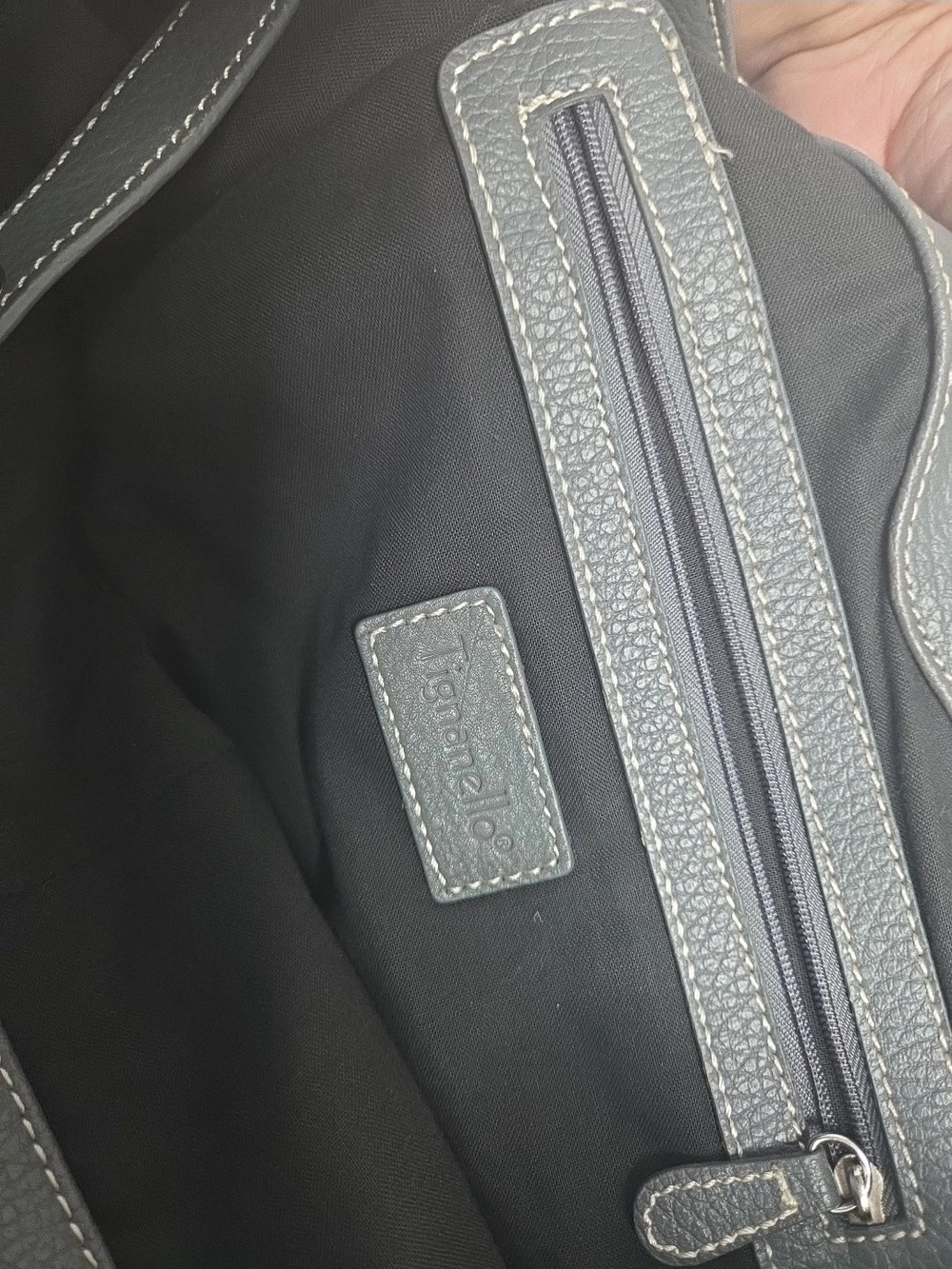 Tignanello Pebbled Leather Shoulder Tote in Slate Blue - Picture 12 of 16